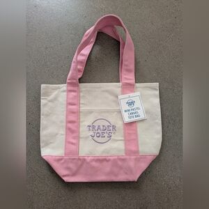 Trader Joe's Pastel Mini Canvas Tote Bag, Pink
